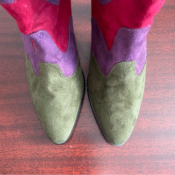 NWOT Michael Antonio Geometric Faux Suede Cowboy Boots Size 9 - Picture 3 of 11
